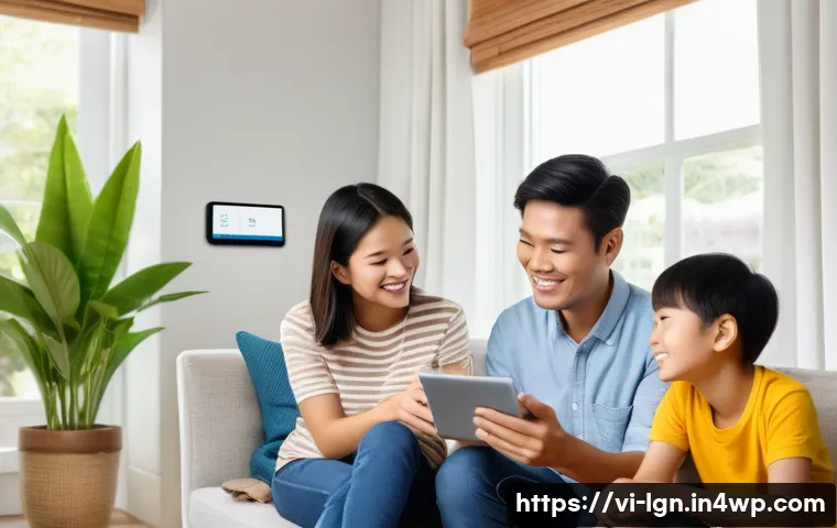 에너지 효율화 기술 및 혁신 사례 - **Prompt 1: Modern Vietnamese Family Embracing Smart Home Energy Savings**
"A photorealistic ima...