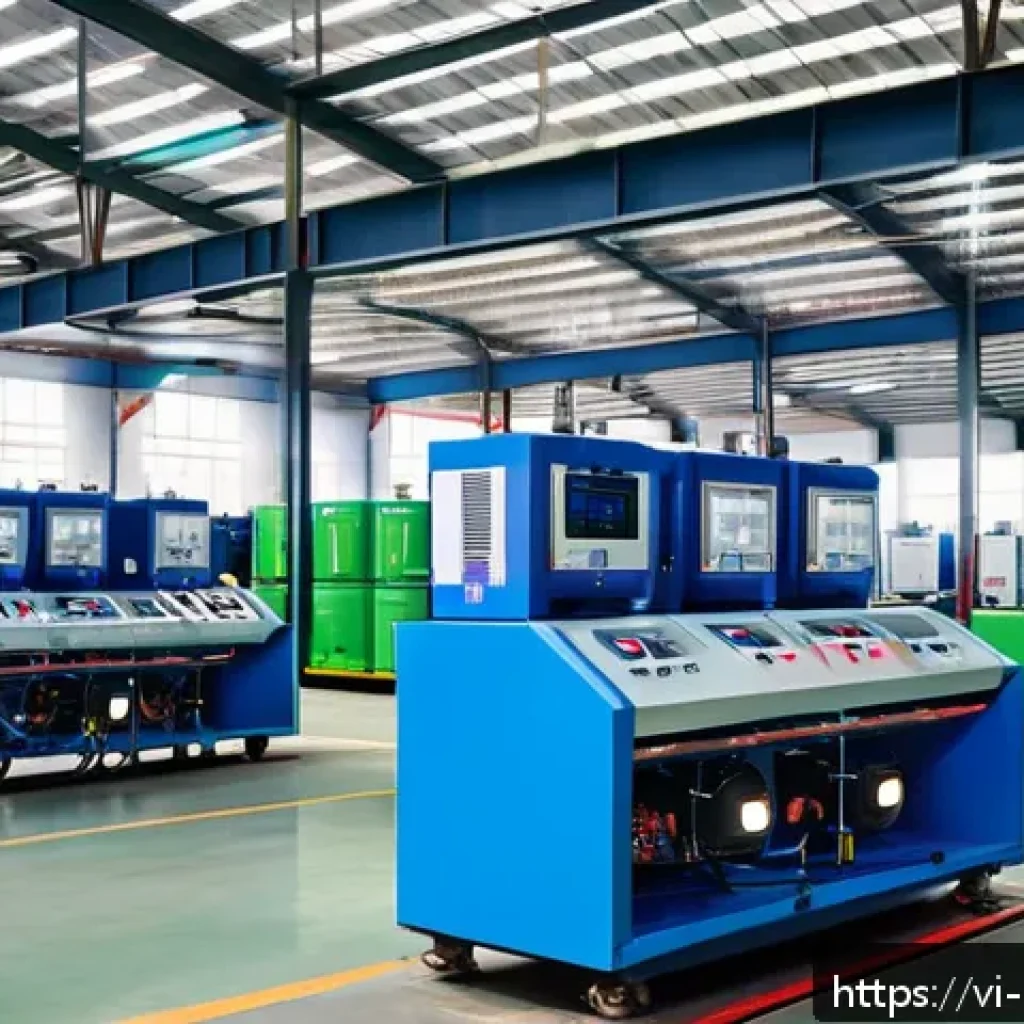 에너지 절감 목표 설정 방법 - A modern Vietnamese manufacturing factory interior focused on energy efficiency, showing advanced in...