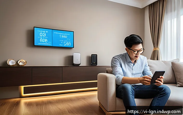 가정용 에너지 관리 시스템 설치 가이드 - A modern Vietnamese family living room scene showcasing a smart energy management system in use: a s...