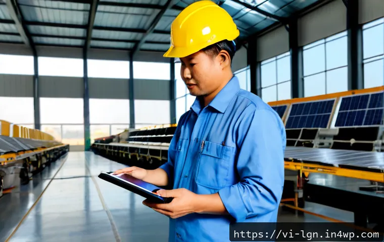 기업의 에너지 관리 성공 사례 - Photorealistic Vietnamese manufacturing facility successfully managing energy use, wide clean factor...